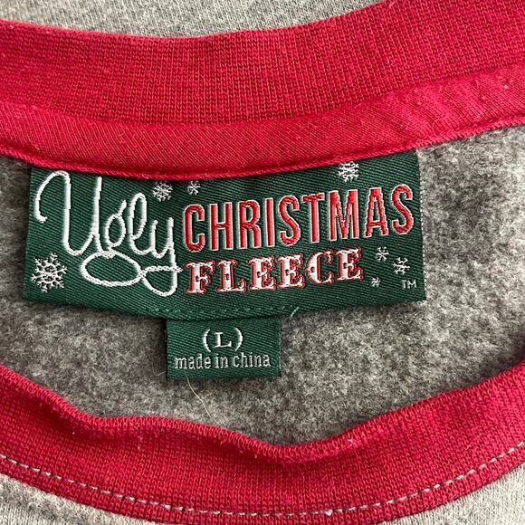 Ugly Christmas Fleece Reindeer Doggie Ugly Christmas Sweatshirt Size Large - Picture 4 of 6